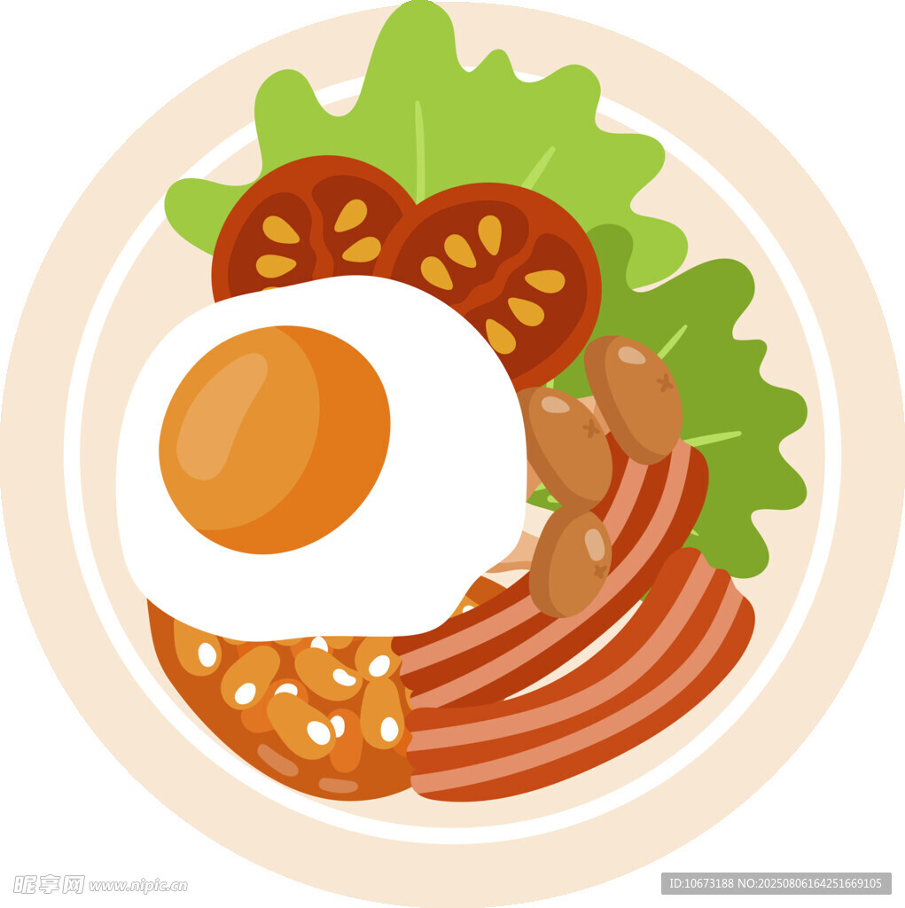 美味早餐煎蛋培根組合