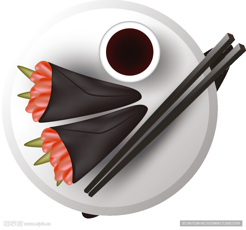 精致壽司配蘸料與筷子