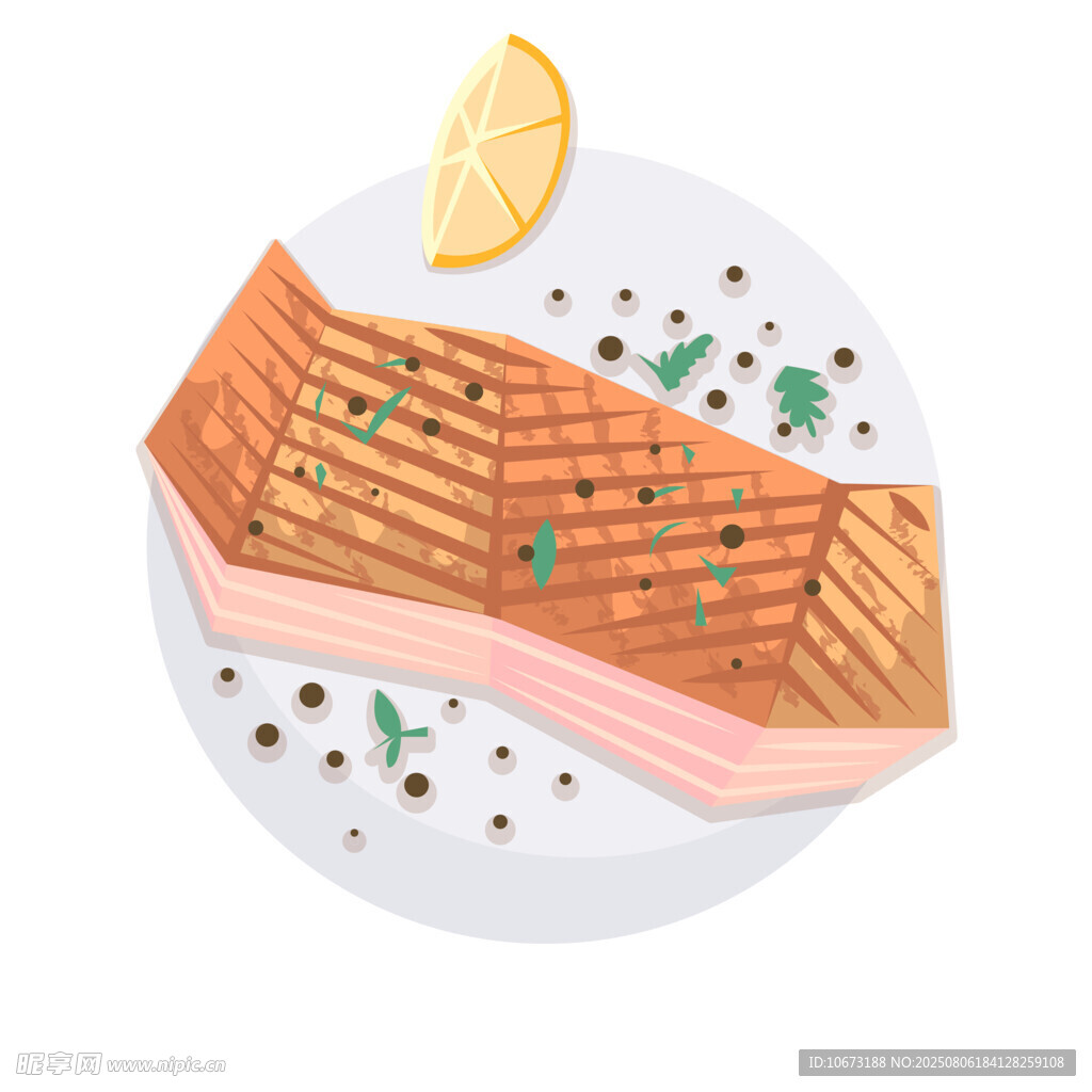 檸檬裝飾的美味多層魚肉