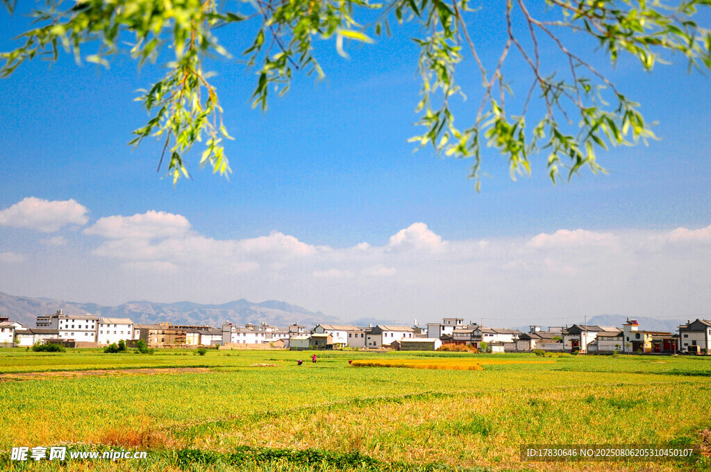 田園風(fēng)光下的村莊與田野