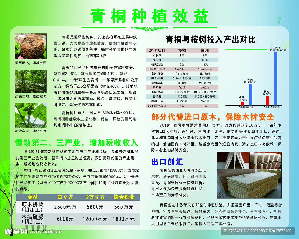 青桐種植效益展示板