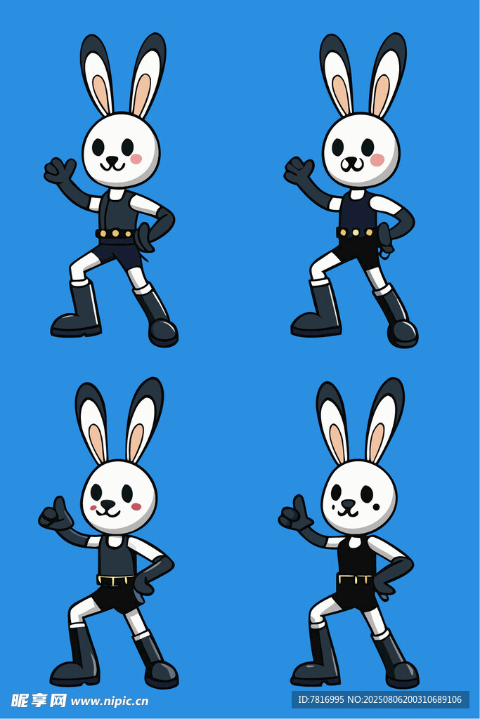 兔子角色的多樣動作造型