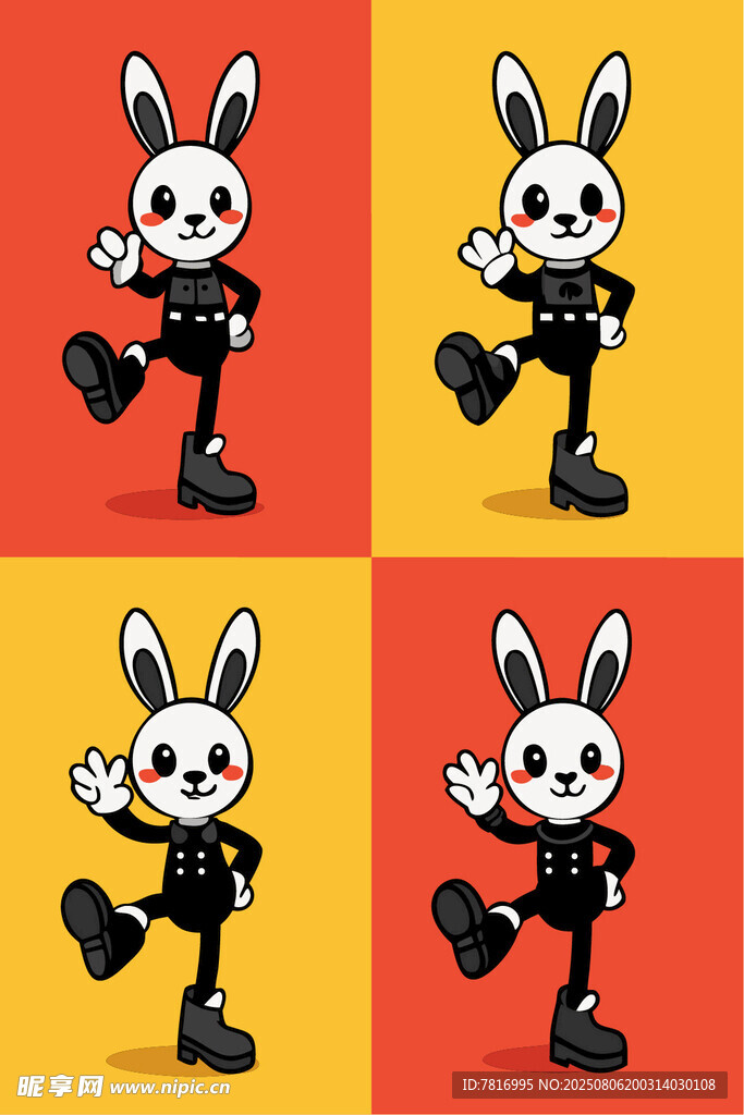 卡通兔子角色多樣動作展示