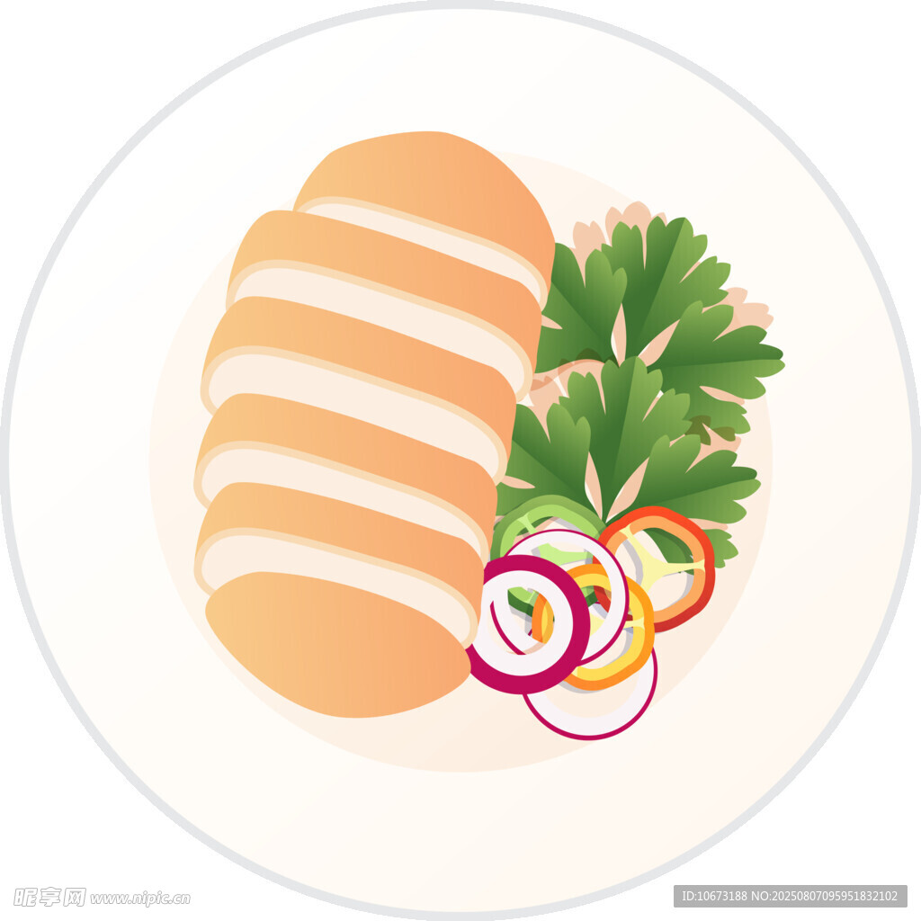 切片雞肉配蔬菜擺盤