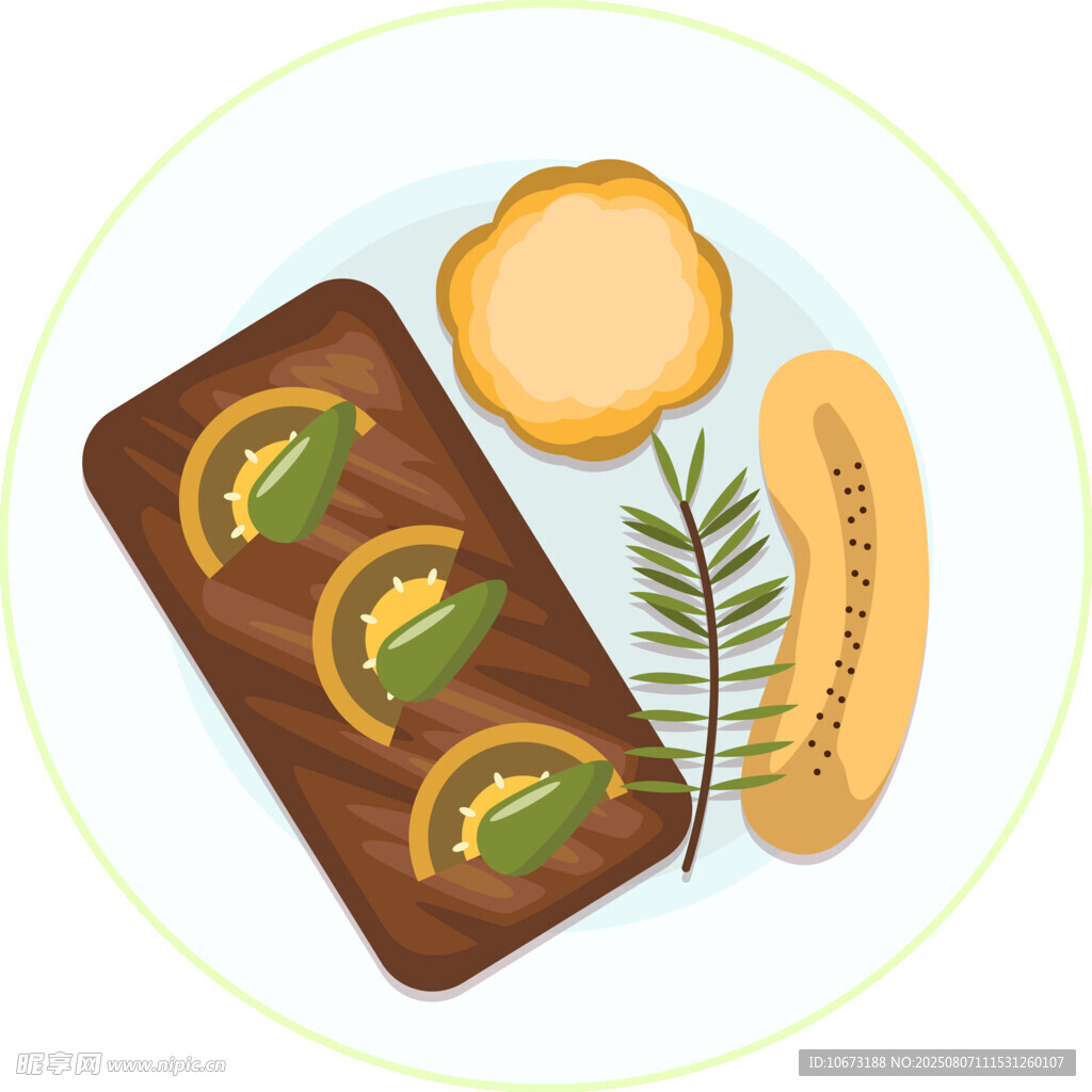 美味牛排配餐插畫