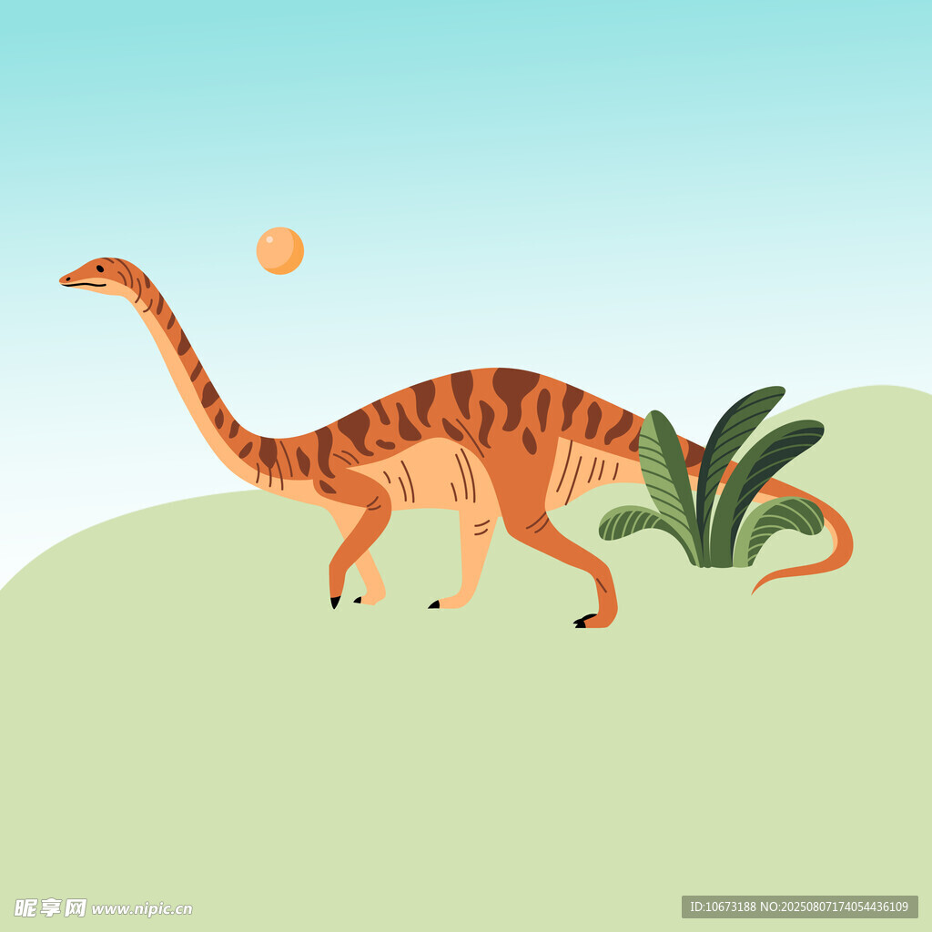 草原上的恐龍插畫
