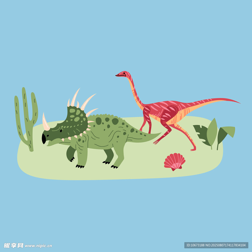 卡通風(fēng)格的恐龍與小生物