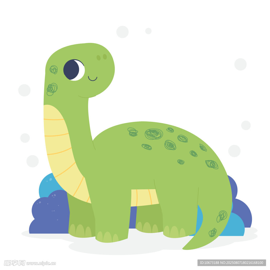 可愛綠色小恐龍插畫