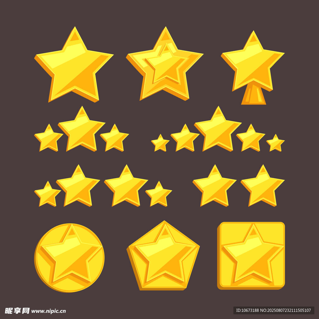金色星星圖標(biāo)集合