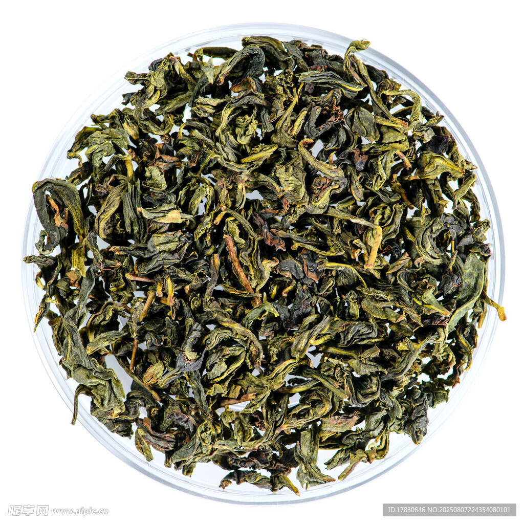新鮮翠綠的散裝茶葉