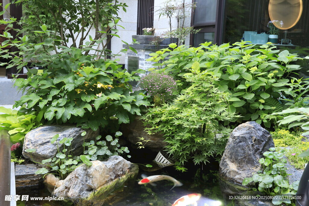 庭院中式水景綠植景觀