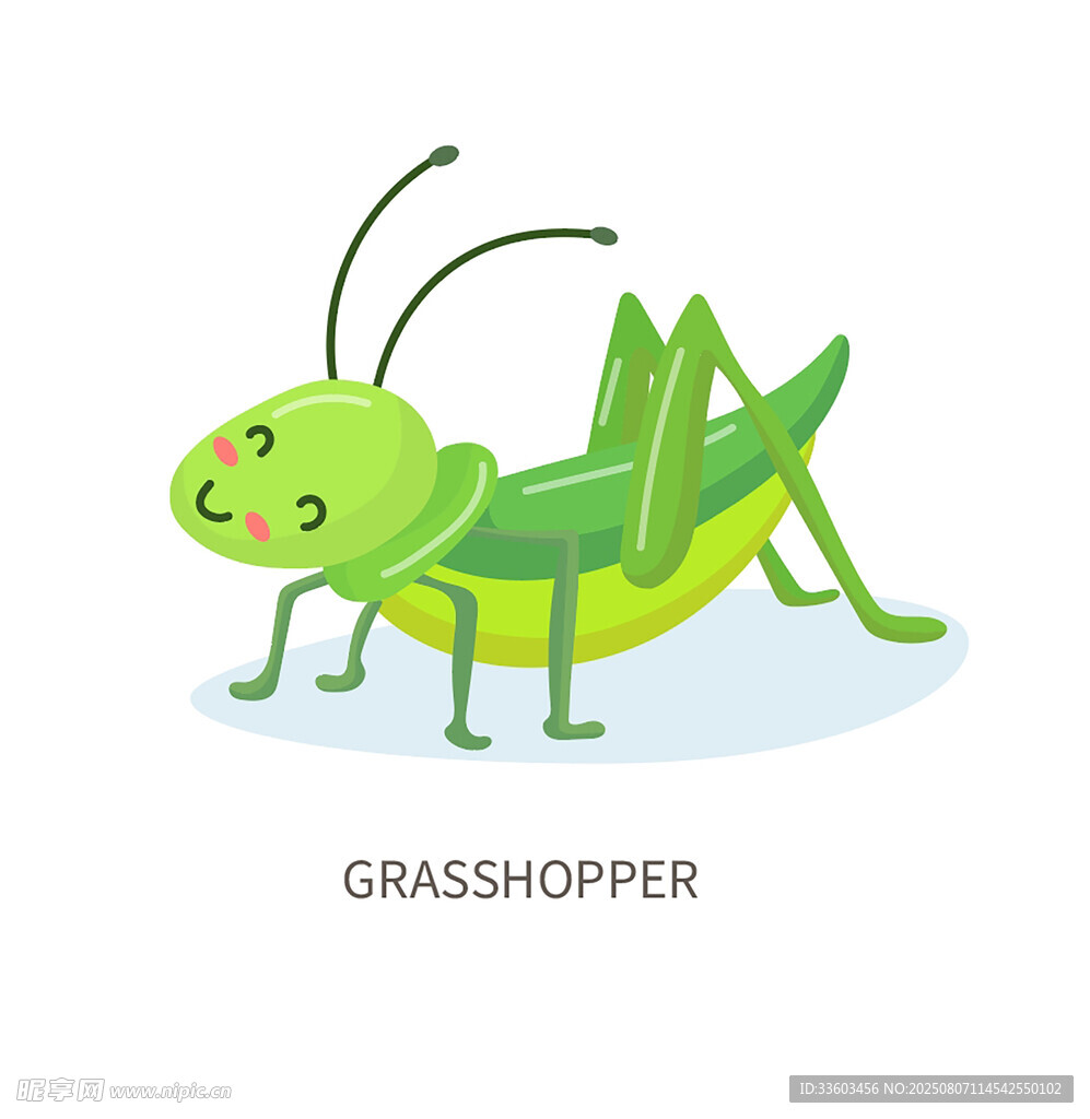 可愛綠色蚱蜢插畫
