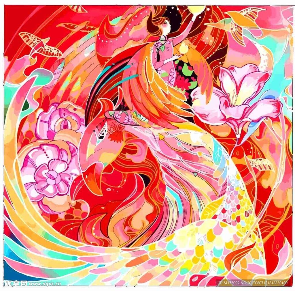夢(mèng)幻國(guó)風(fēng)女子舞動(dòng)絢麗色彩