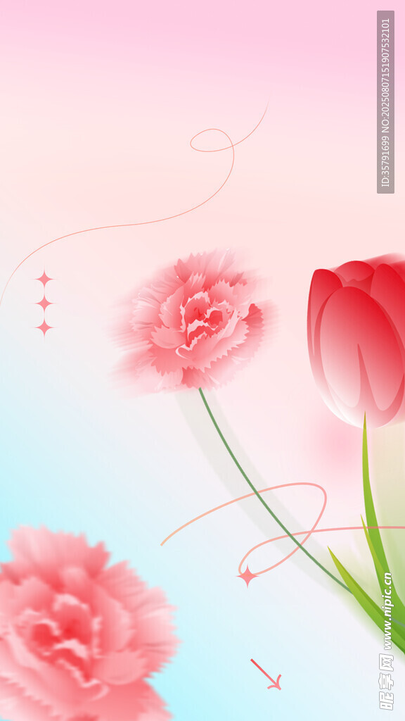 粉色花卉夢(mèng)幻背景圖