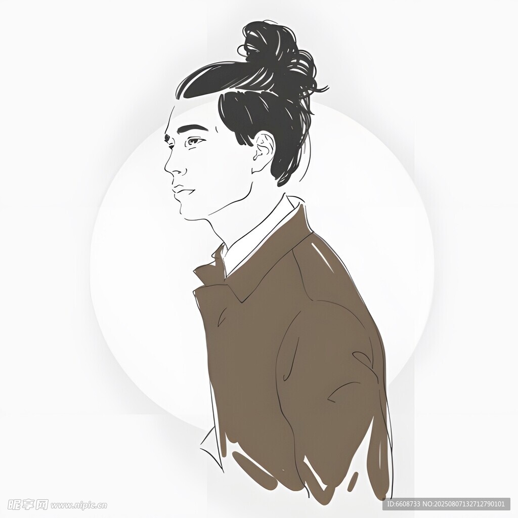 復(fù)古風(fēng)格側(cè)影男士插畫