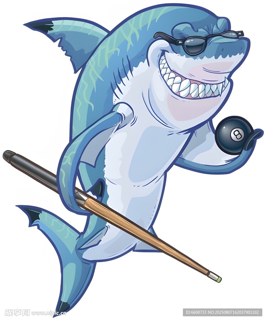 鯊魚打臺球卡通形象