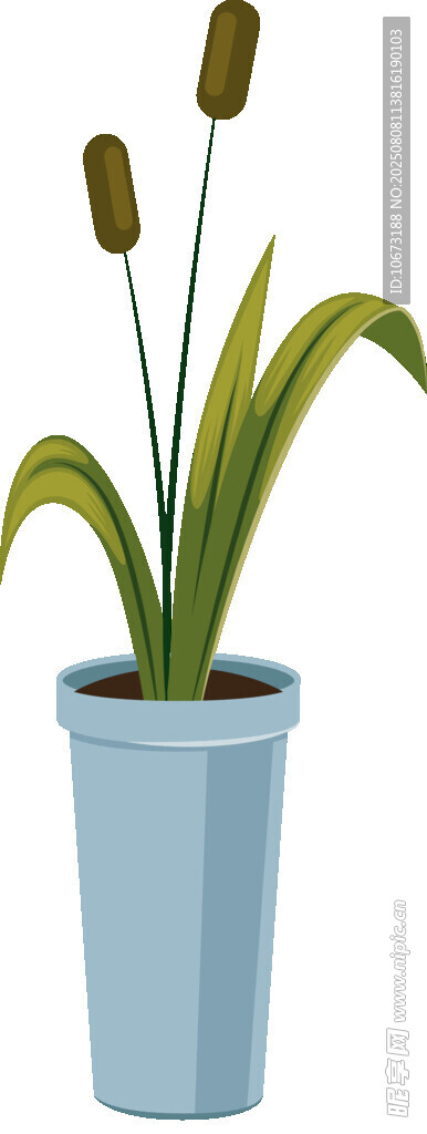 藍(lán)色花盆中的水生植物