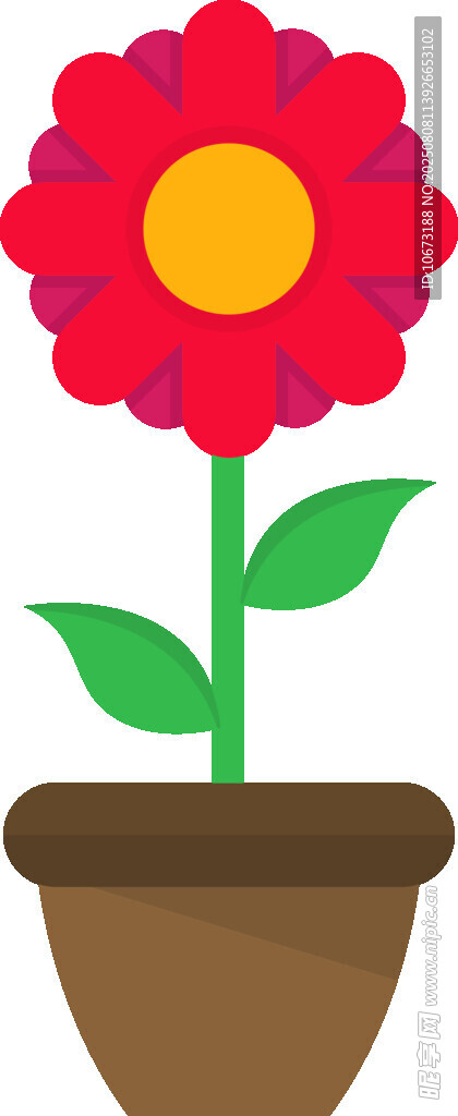 花盆中的鮮艷紅花
