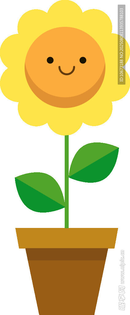 花盆中的笑臉向日葵