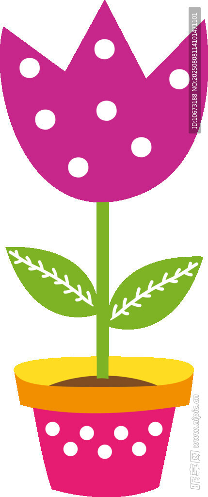粉色波點(diǎn)花朵盆栽