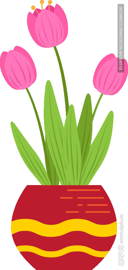 花瓶中的粉色郁金香