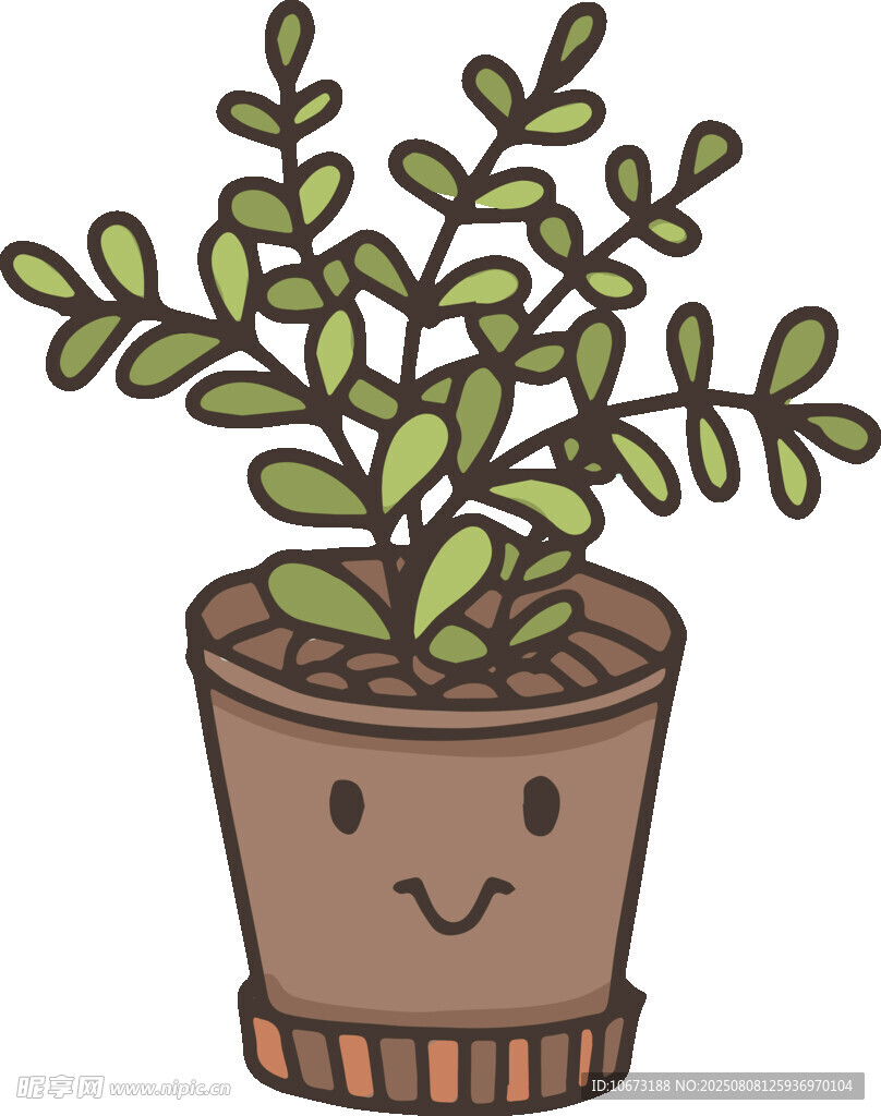 可愛(ài)笑臉盆栽植物插畫(huà)