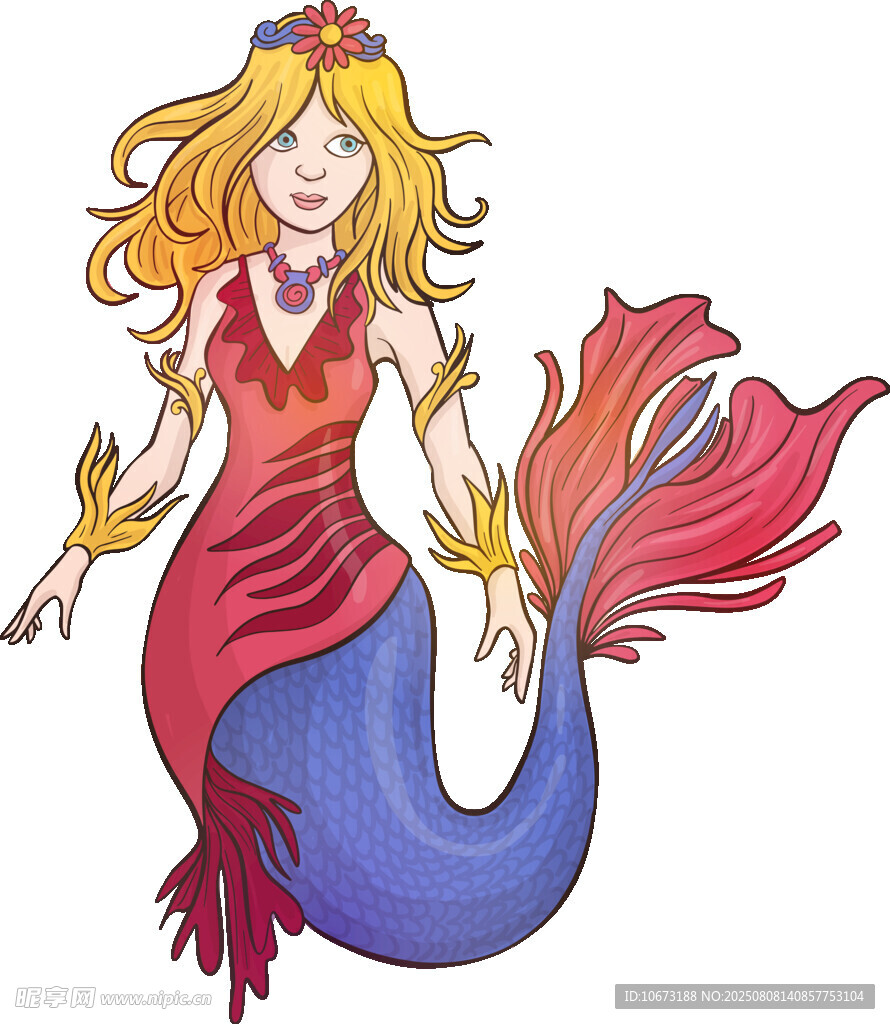 美麗金發(fā)美人魚插畫