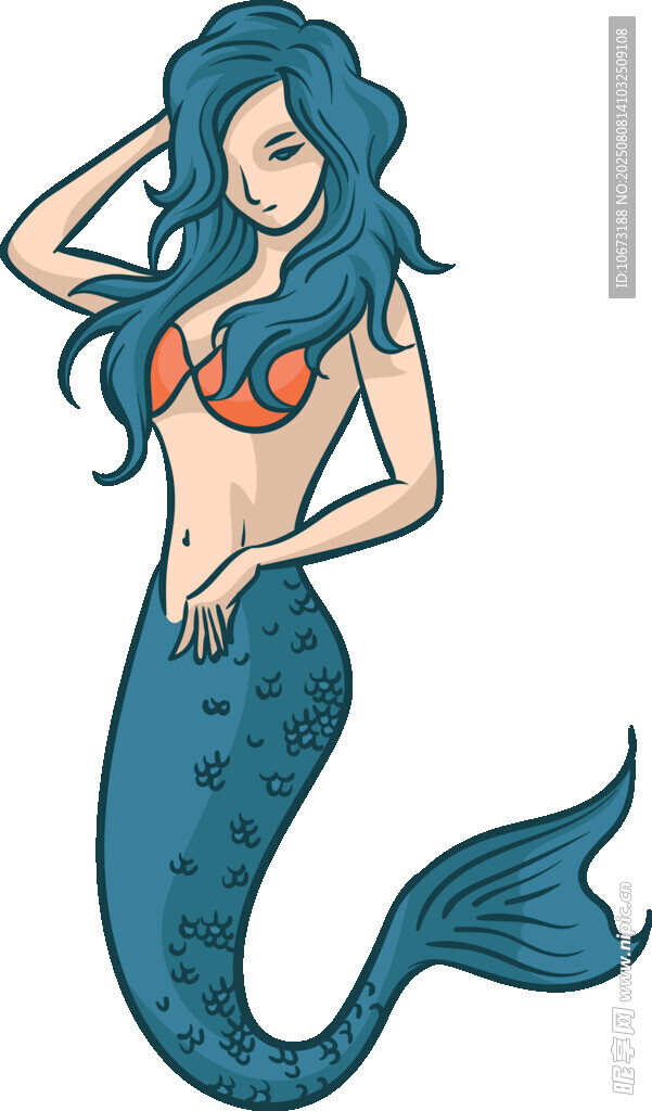 美麗的藍(lán)發(fā)美人魚(yú)形象