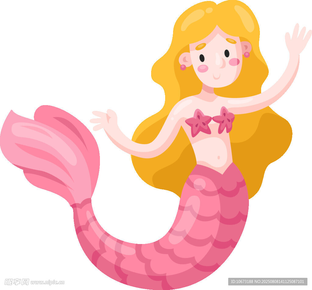 可愛小美人魚插畫
