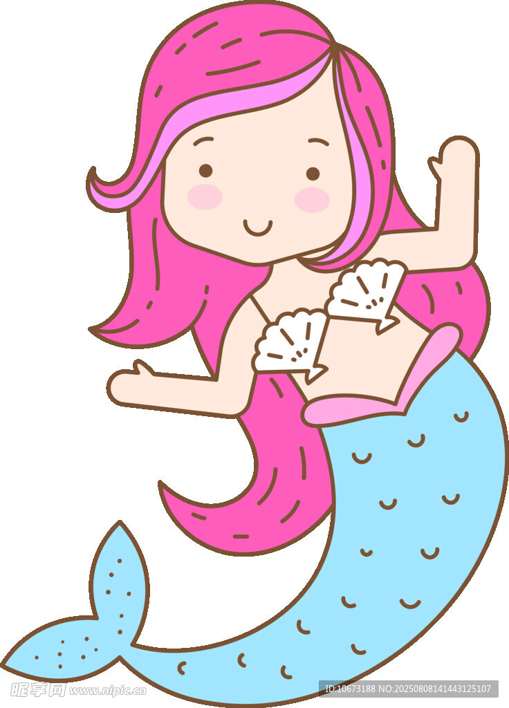 可愛粉色系卡通小美人魚