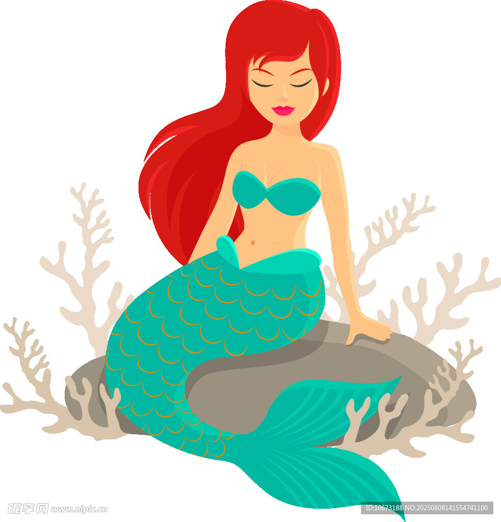 美人魚優(yōu)雅坐于礁石之上