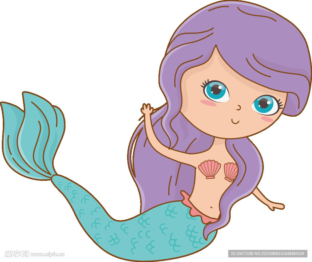可愛紫色小美人魚形象