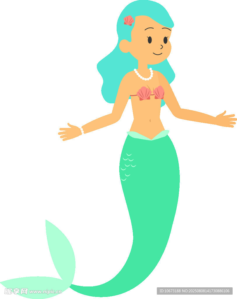 可愛小美人魚張開雙臂