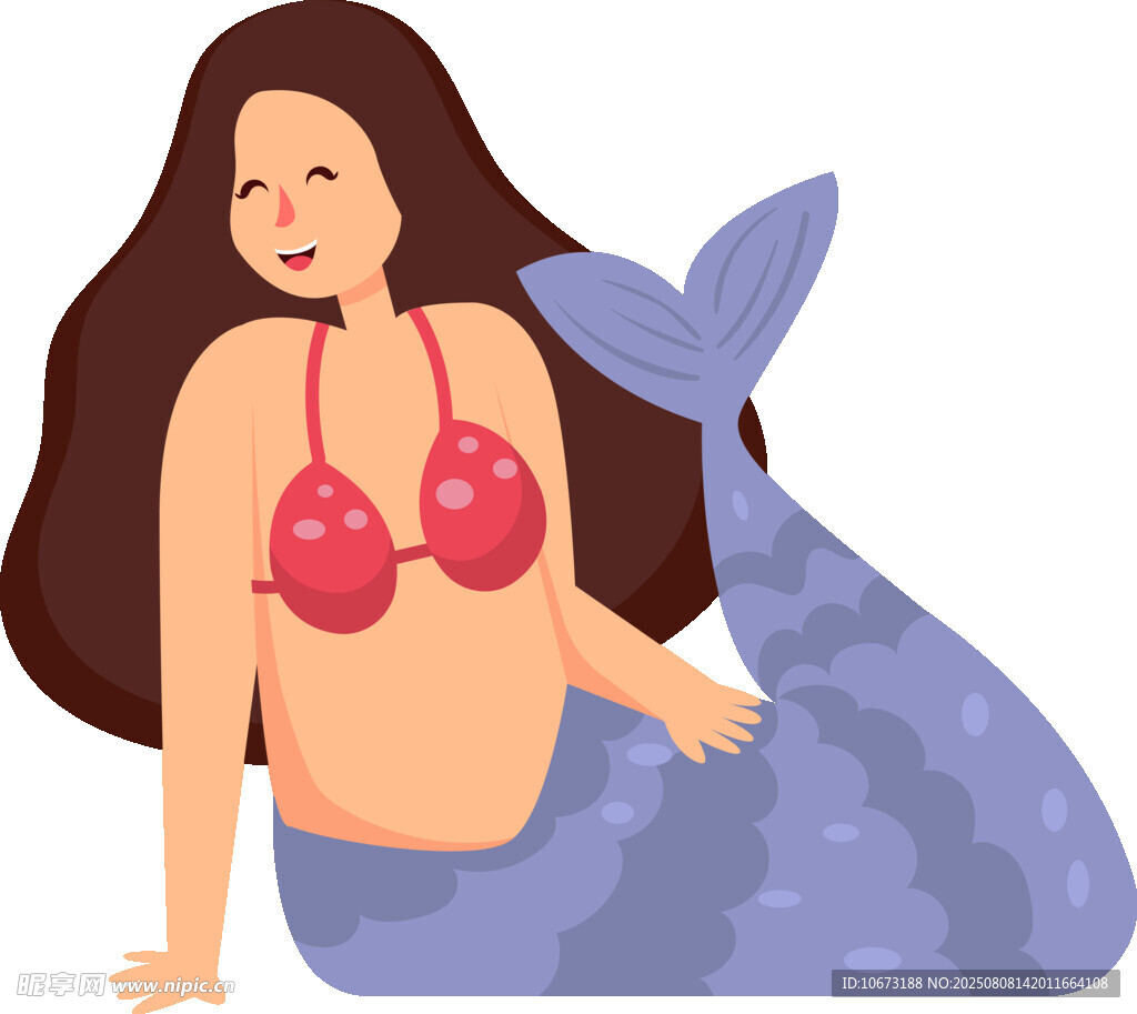 可愛(ài)的美人魚插畫形象