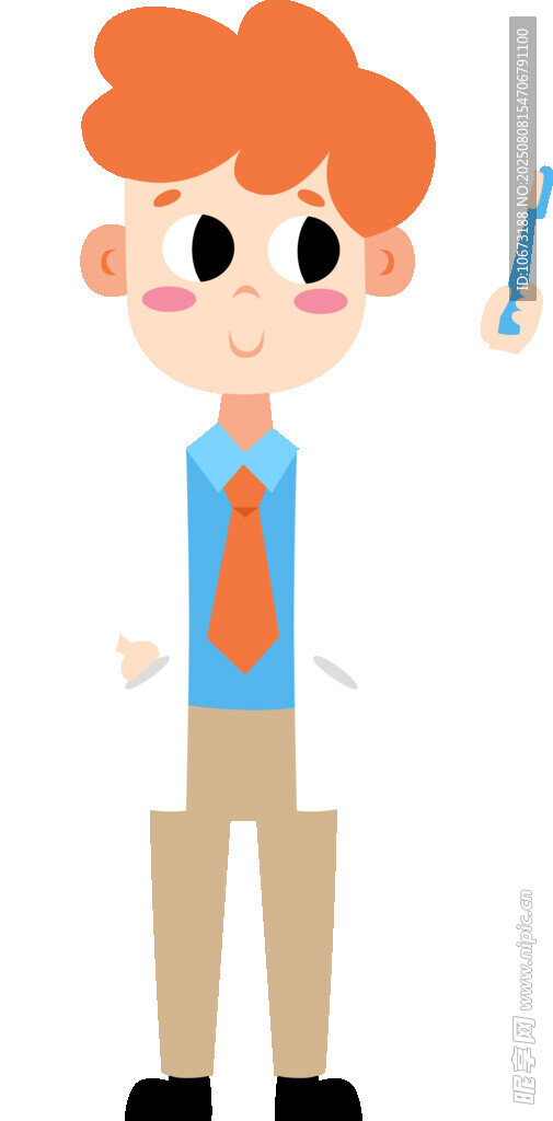 紅發(fā)男孩拿著鋼筆