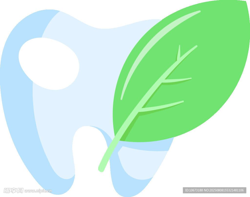 牙齒與綠葉圖標(biāo)
