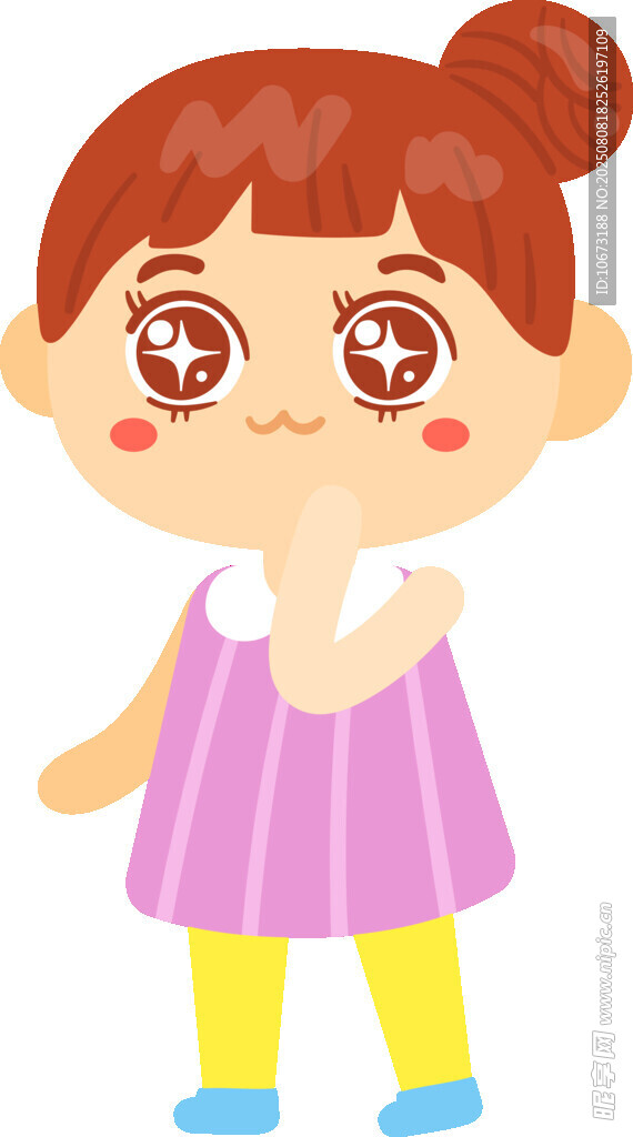 可愛扎發(fā)小女孩卡通形象