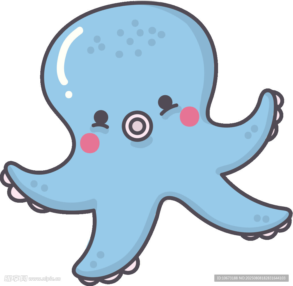 可愛藍(lán)色小章魚卡通形象
