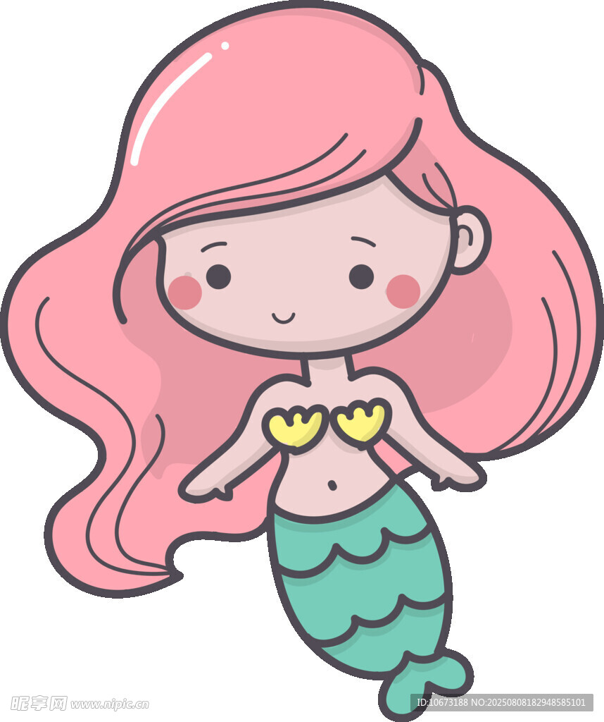 可愛粉色長發(fā)小美人魚