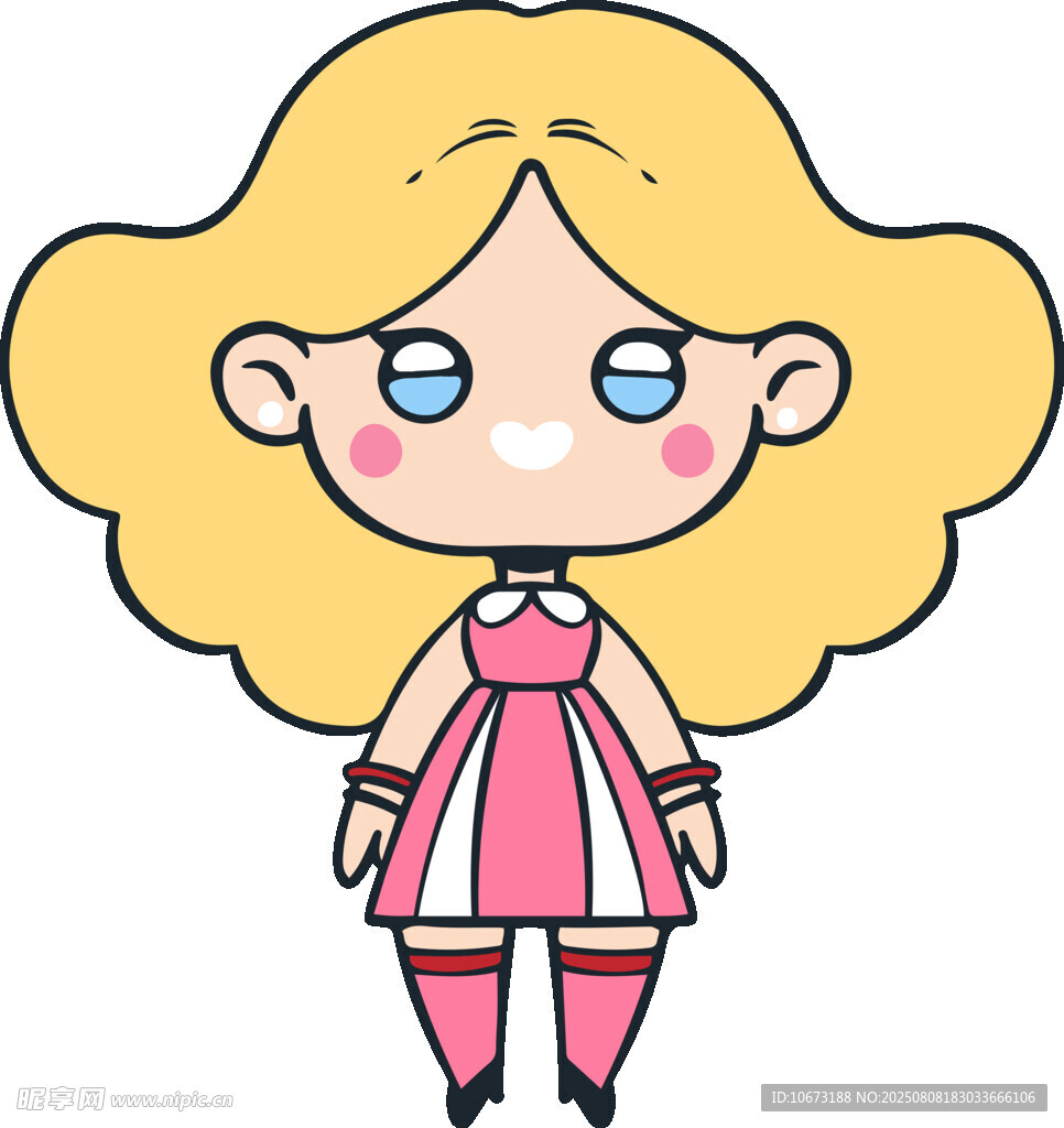 可愛金發(fā)粉裙卡通小女孩