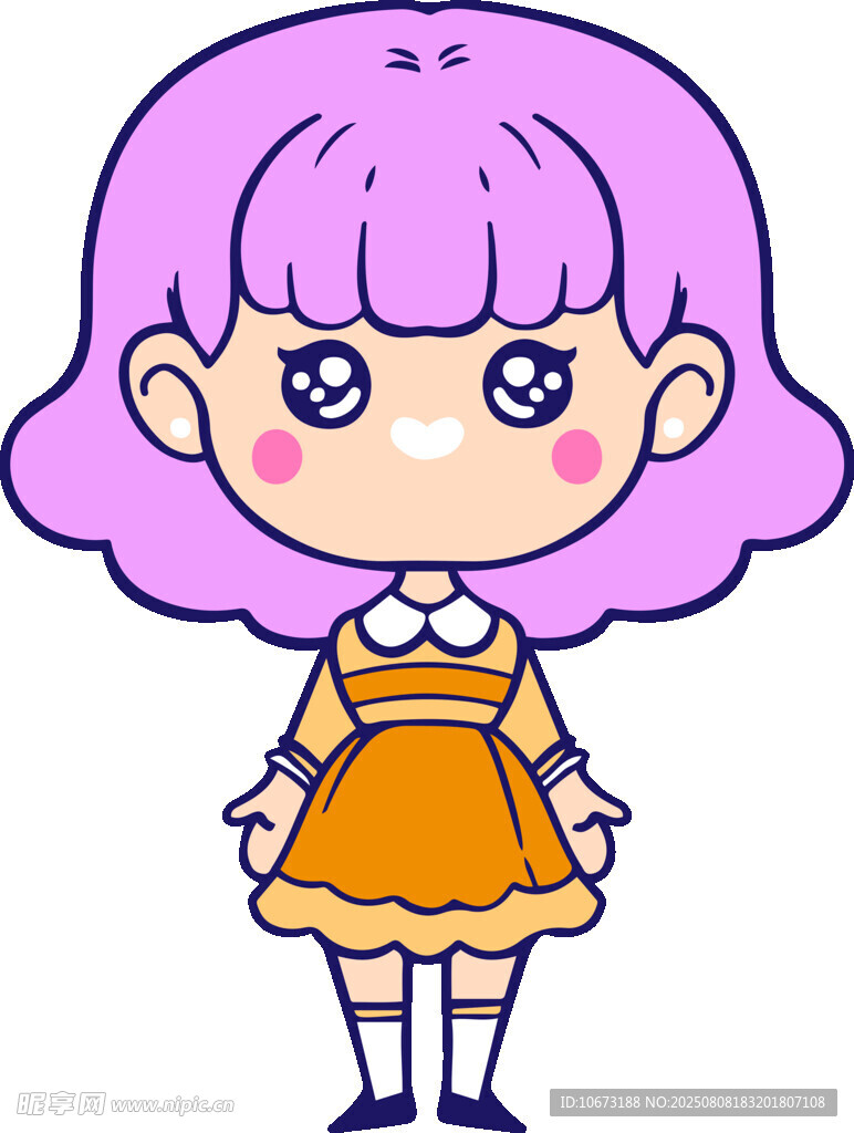 可愛(ài)紫發(fā)卡通小女孩