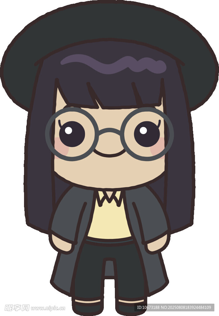 戴帽戴眼鏡的卡通魔法女孩