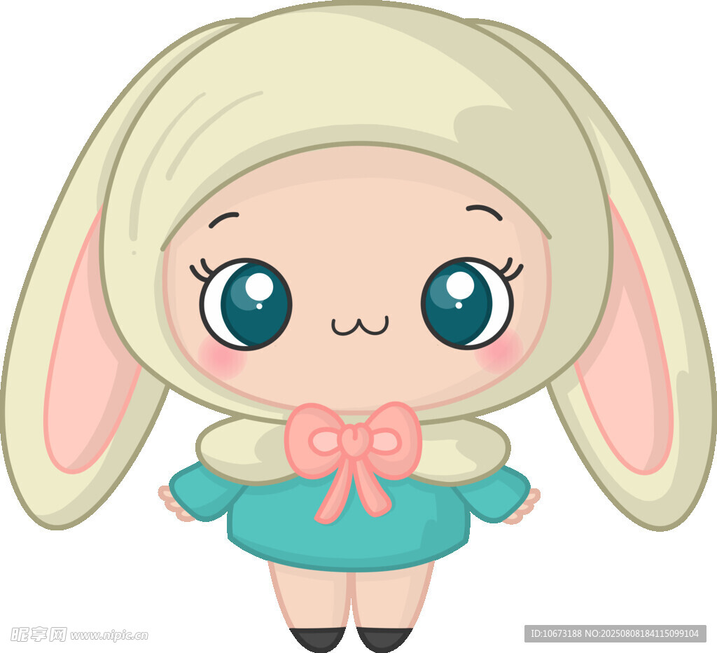 可愛兔耳卡通小女孩形象