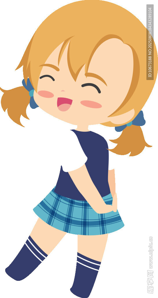 扎雙馬尾的俏皮女學(xué)生