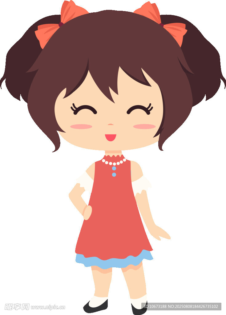 穿紅裙的可愛小女孩
