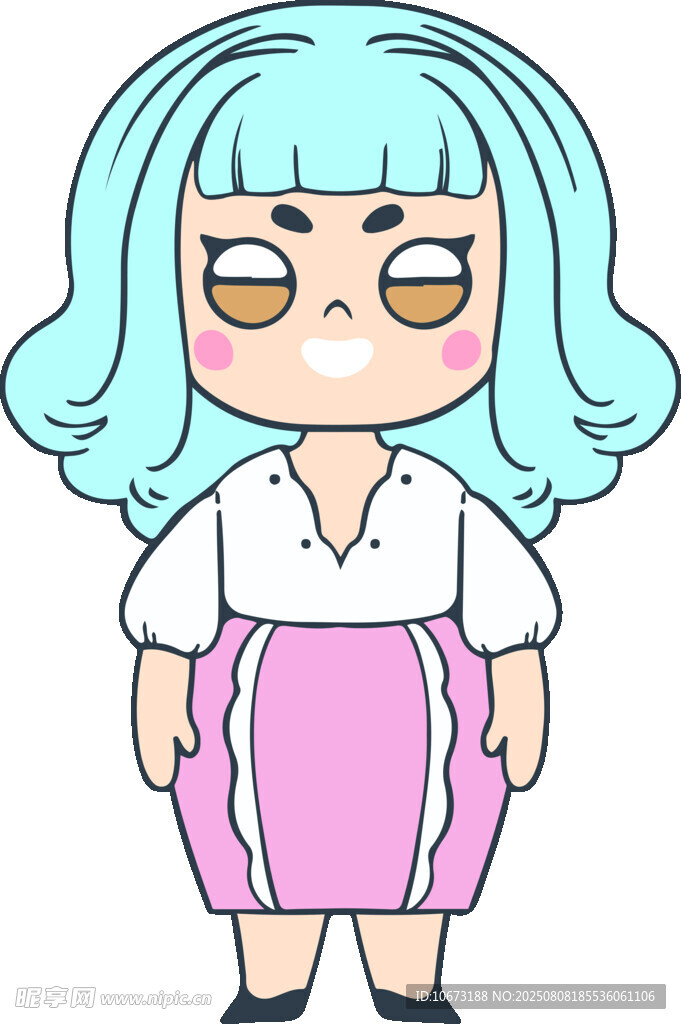 藍發(fā)卡通女孩甜美裝扮