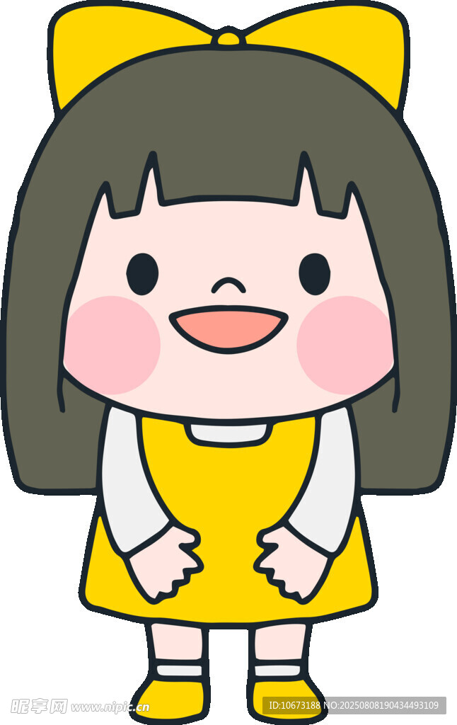 穿黃衣戴黃蝴蝶結(jié)的女孩