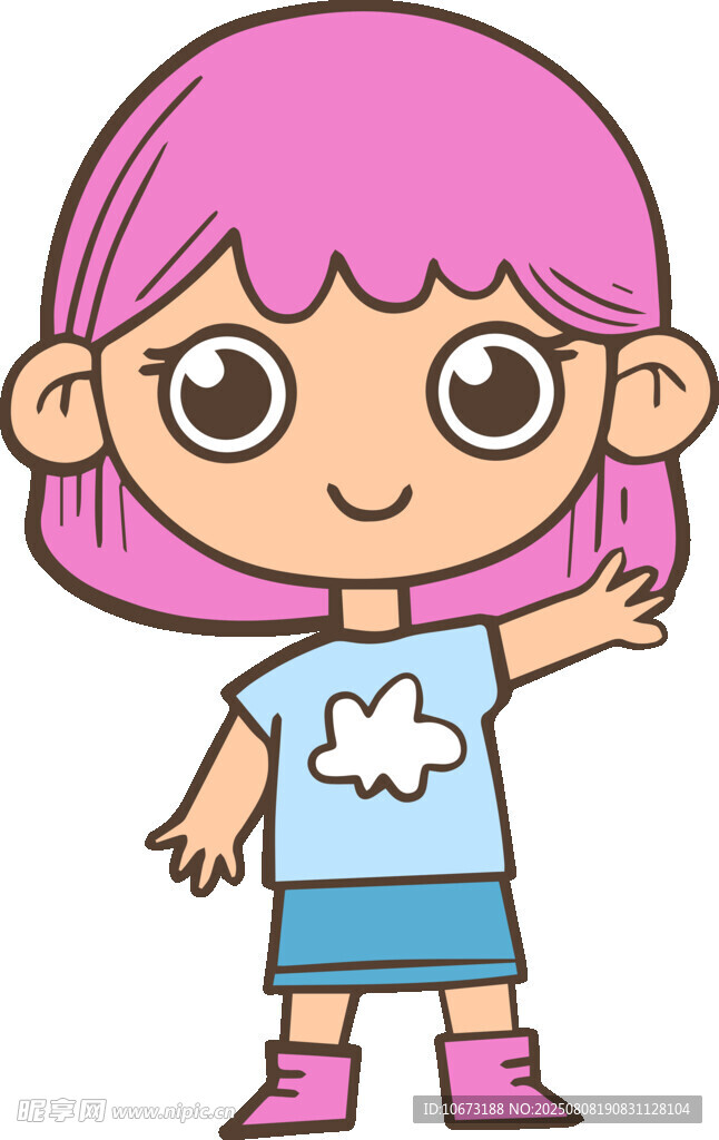 粉色頭發(fā)卡通小女孩