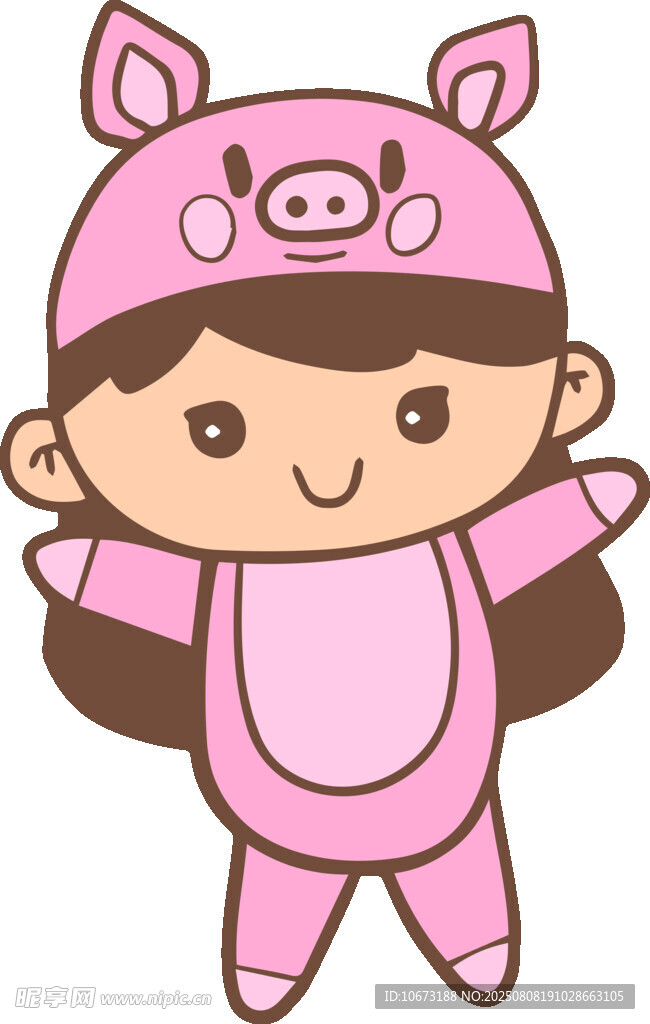 穿小豬服裝的可愛(ài)小女孩