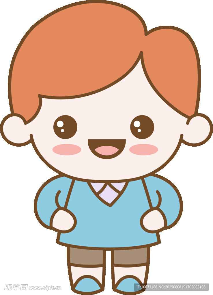 可愛小男孩開心站立